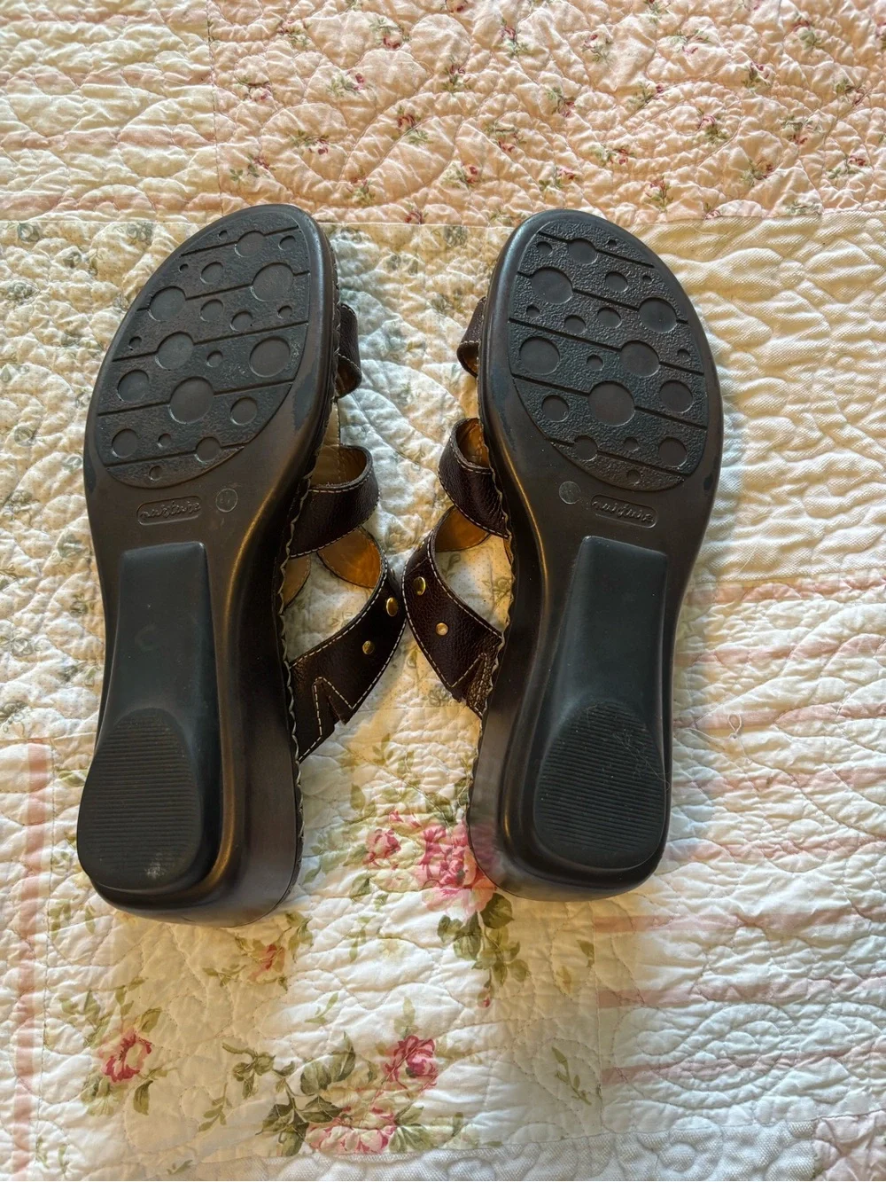 Nurture by Lamaze Dark Brown Wedge Sandals with Gold Studs